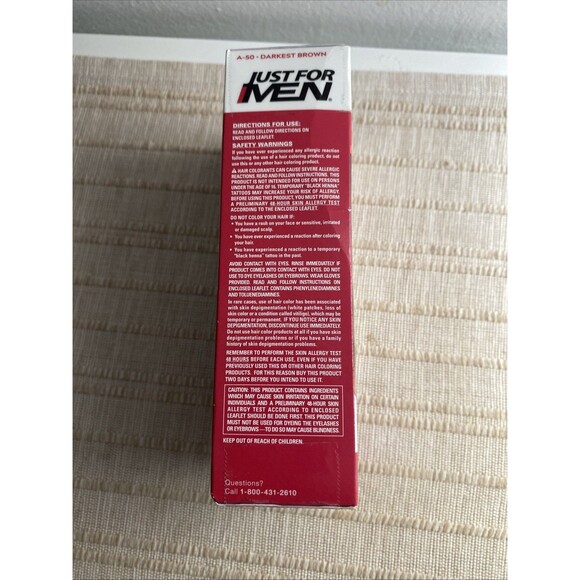 Just For Men Easy Comb-In Color Mens Hair Dye Darkest Brown A-50 Pack of 1 - Picture 8 of 10